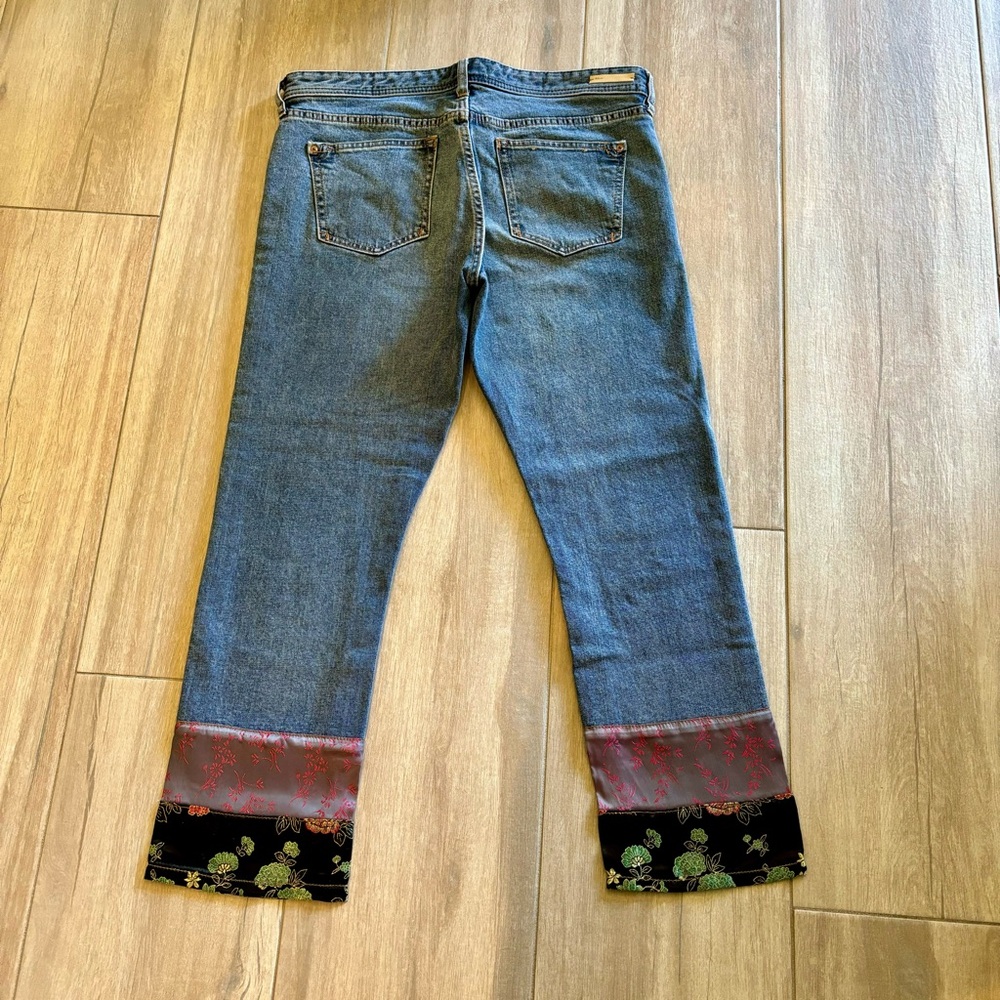Pilcro and the Letterpress Blue Boyfriend Jeans with Floral Cuffs - Picture 4 of 7